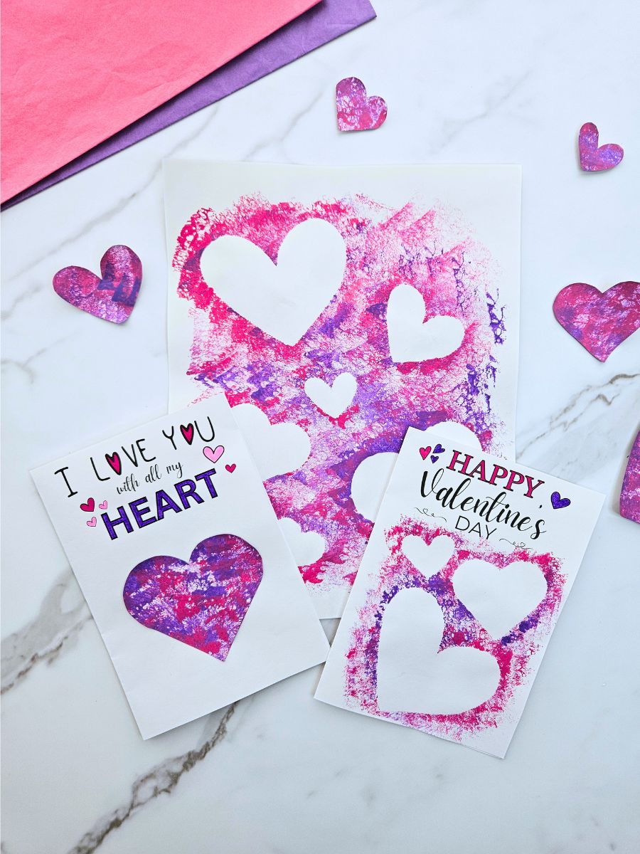 Heart sponge painting craft