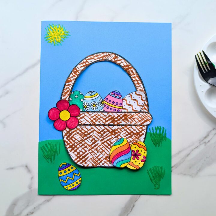 Easter basket fork stamping craft