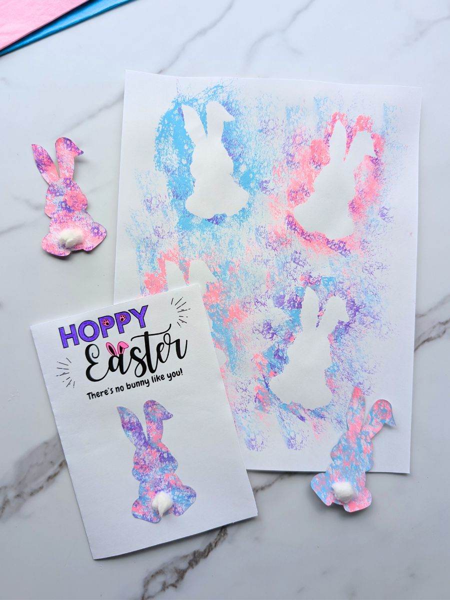 Easter bunny sponge painting craft for kids