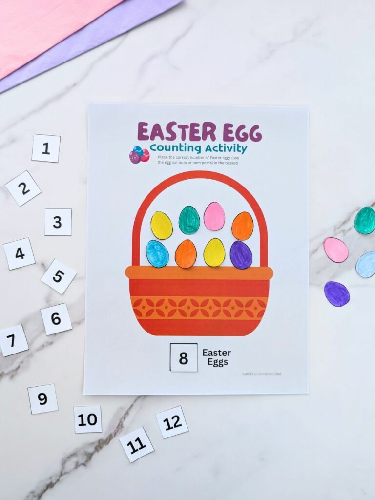 Easter egg counting preschool activity