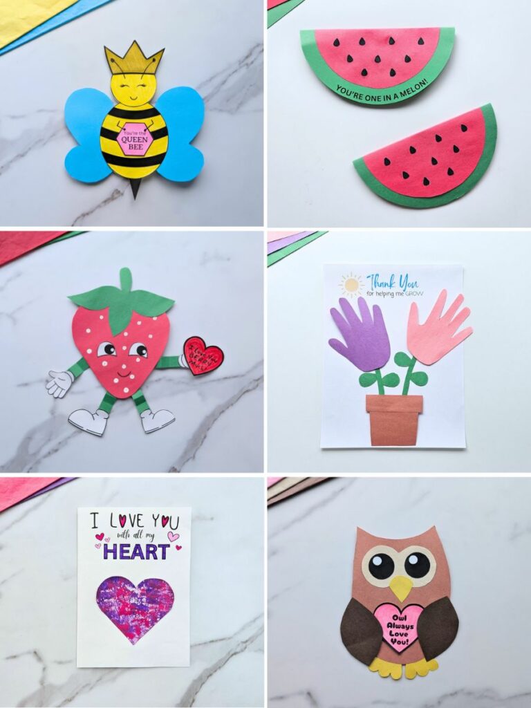 Collage of Mother's Day crafts for kids